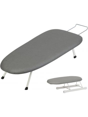 Tischbügelbrett Bügelbrett mit Mini Bügelbrett Ärmel, 60 x 37cm Kleine Bügelbretter mit Klappbares Beine und Haken, Bügelbrett Tisch für Einfache Aufbewahrung(Silber)